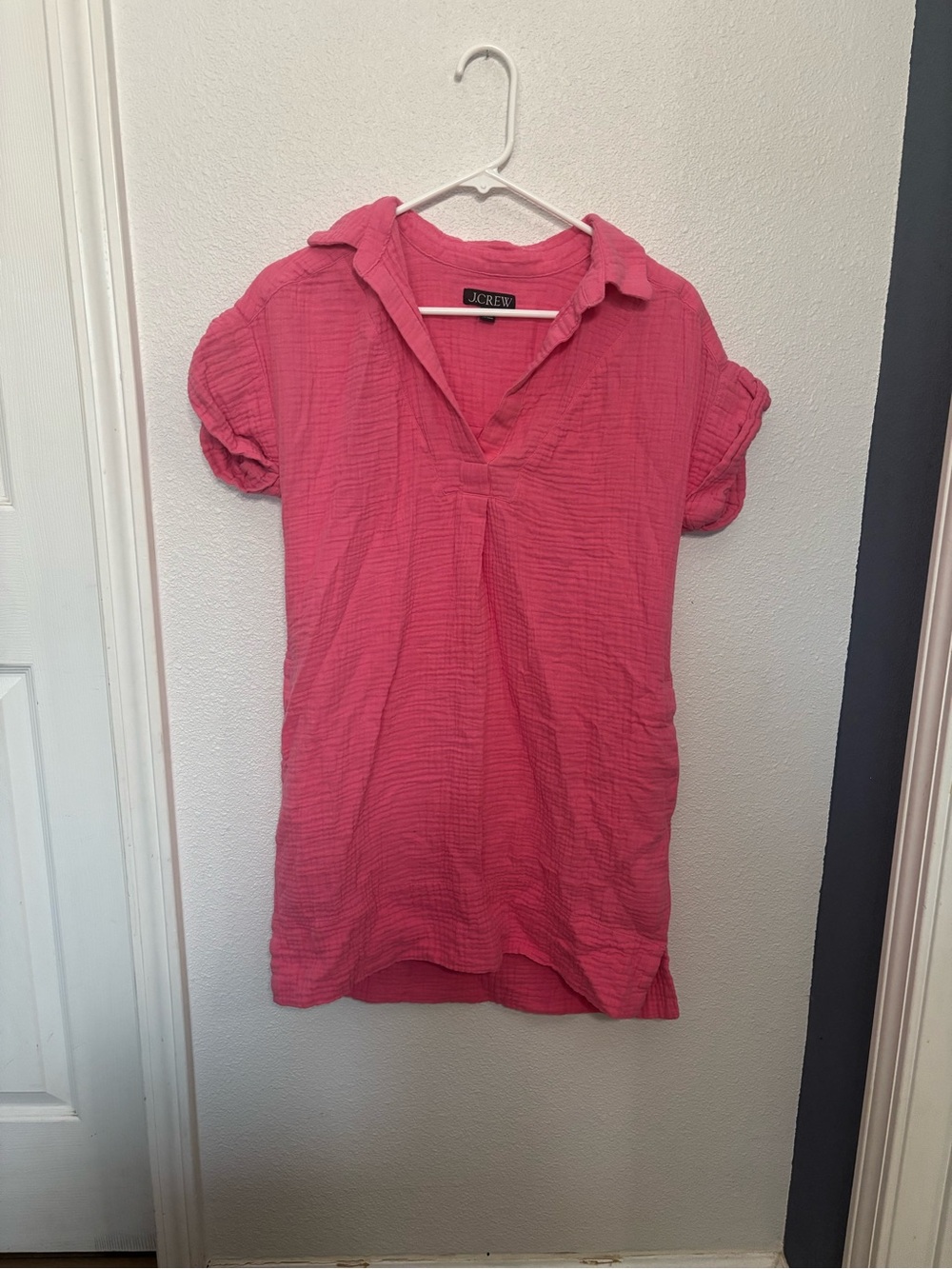 J. Crew Pink Short-Sleeve Gauze Polo Dress